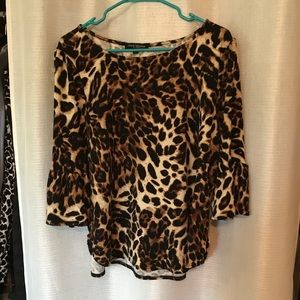 Leopard print bell sleeve top
